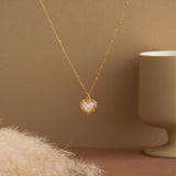 Natural Mother of Pearl Heart Pendant Necklace – Romantic & Vintage-Inspired - Gift for her