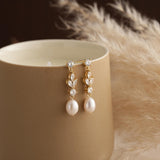 Crystal Leaf & Freshwater Pearl Drop Earrings – Bridal & Special Occasion Elegance - Gift for her