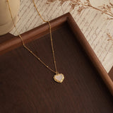 Natural Mother of Pearl Heart Pendant Necklace – Romantic & Vintage-Inspired - Gift for her